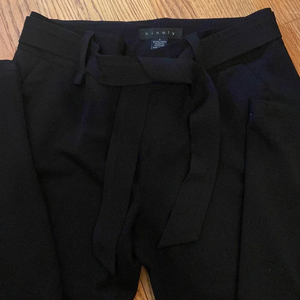 Ninety | Black Wide Leg Dress Slack with Tie Belt‎